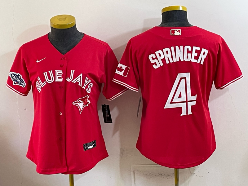 women 2026 Toronto Blue Jays #4 Springer red Game Nike MLB Jersey 071600